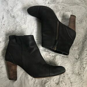 Cole haan leather booties with wooden heel boots